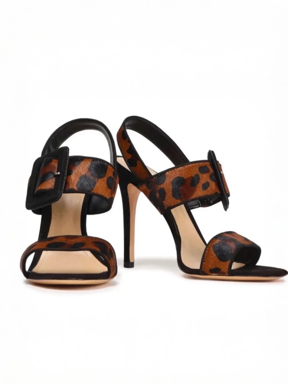 SCHUTZ  Woman's Suede-trimmed leopard-print calf hair sandals‎